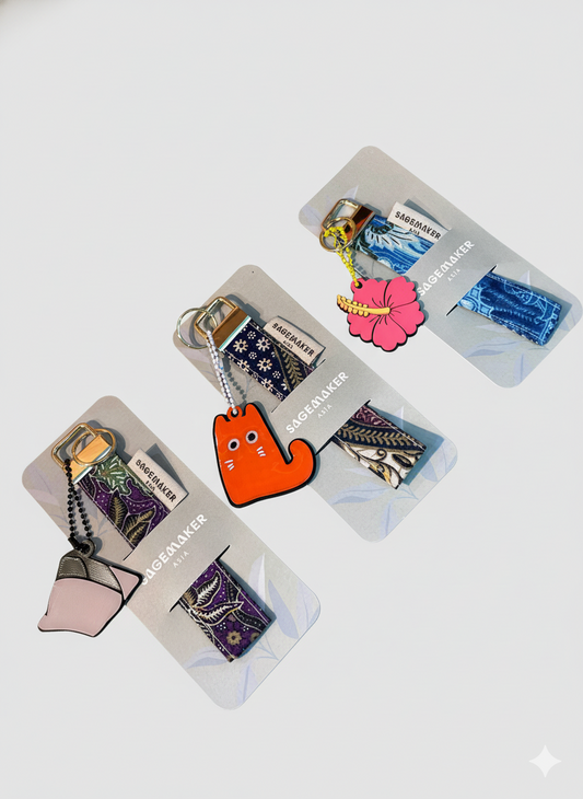 Batik Key Wristlet with Charm (Various)